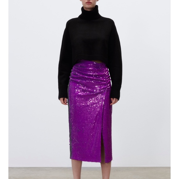 ZARA Sequin Skirt Purple - Picture 6 of 9